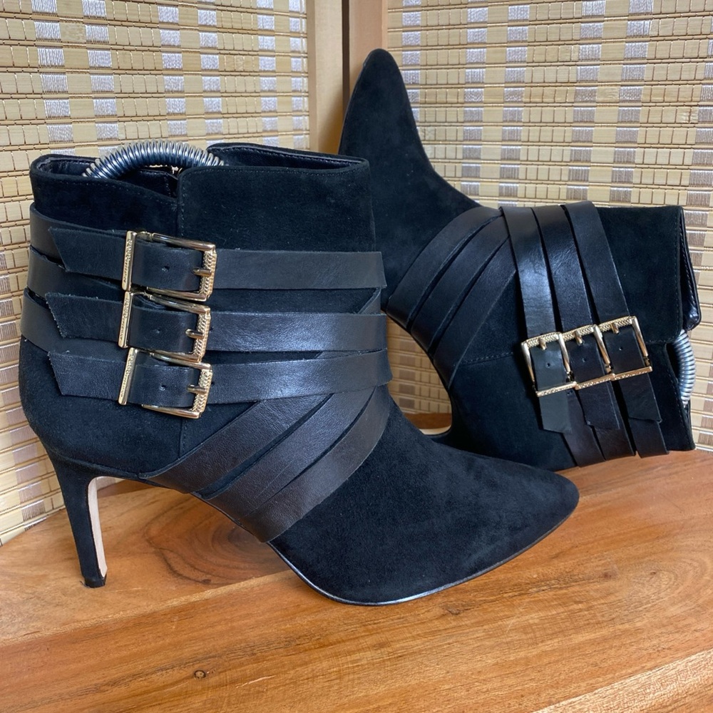 BCBGeneration Black Ankle Boots with Buckle Straps